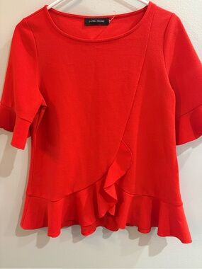Ivanka Trump Red Ruffle Short-Sleeve Top Size Medium